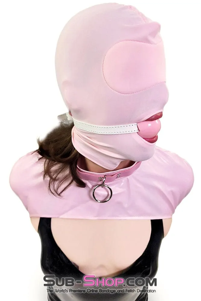 0445DL-SIS      Large Pink Pretty Sissy Slave Rubber Ballgag on BDSM Mistress White Strap