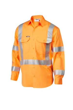 7WM621 SHIRT WOMENS L/SLEEVE MASTER HI VIS D/N NSW RAIL TAPED 155GSM COTTON DRILL