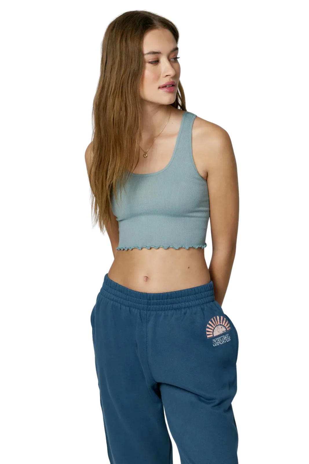 Amor Crop Tank, Stormie Blue