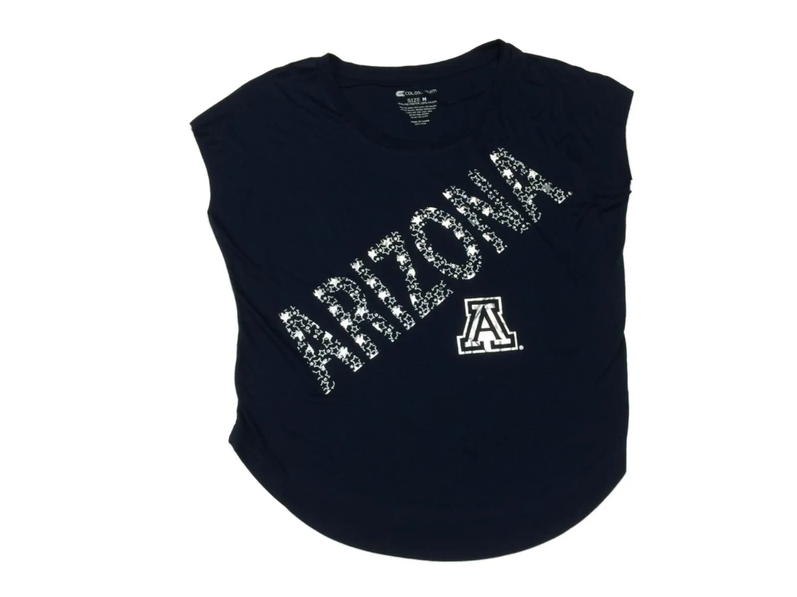 Arizona Wildcats Colosseum WOMENS Navy Metallic Stars Logo SS Loose T-Shirt (M)