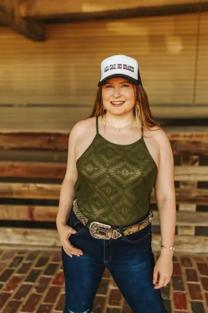 Aztec Green Mesh Tank Top