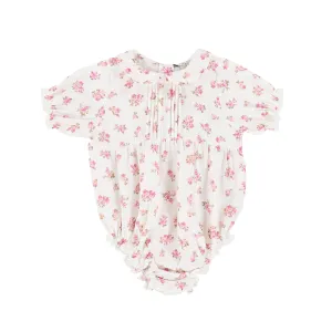 BEBE ORGANIC SOFT PINK FLORAL PETER PAN COLLAR ROMPER