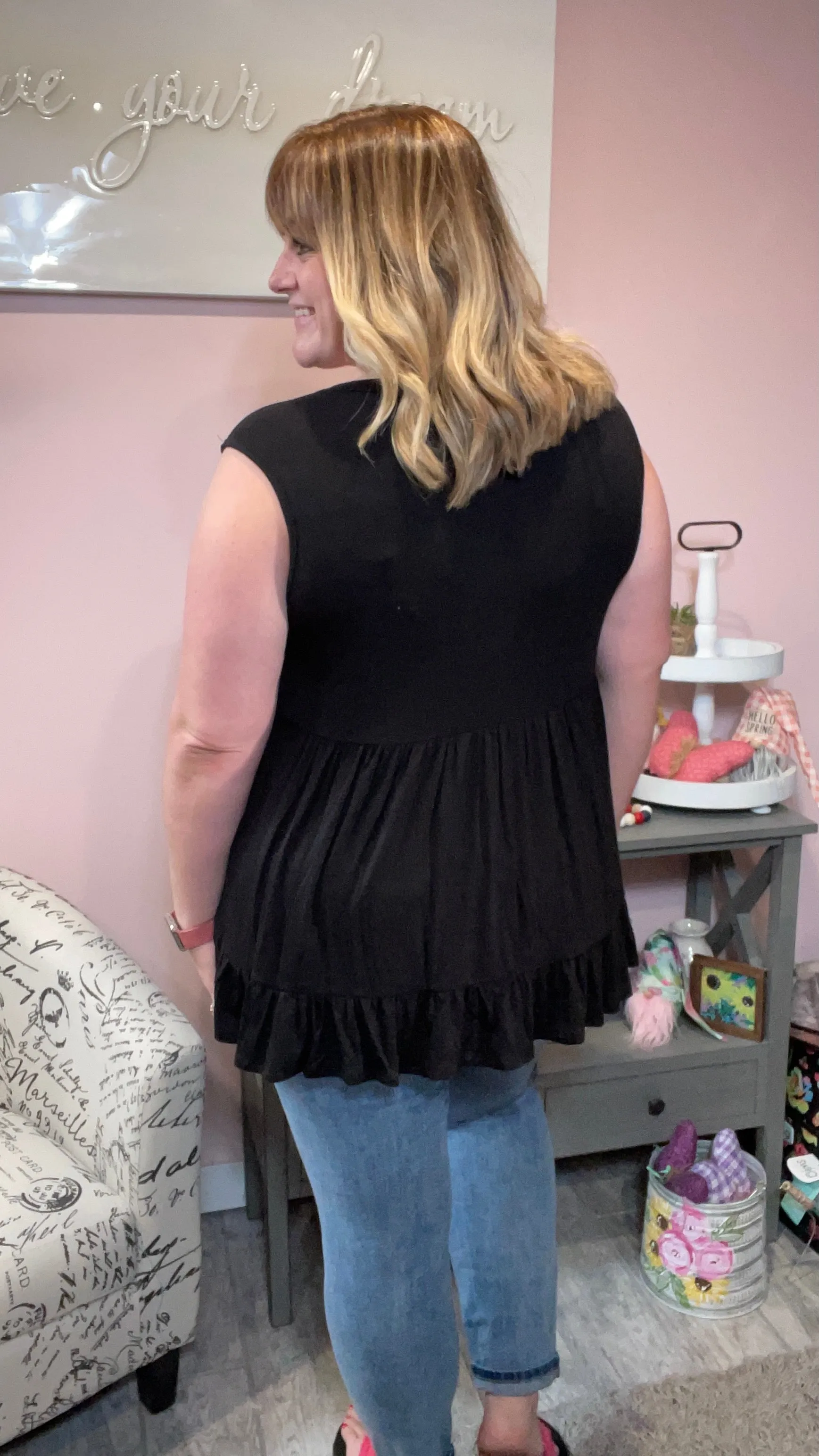 Black Tiered Babydoll Tank