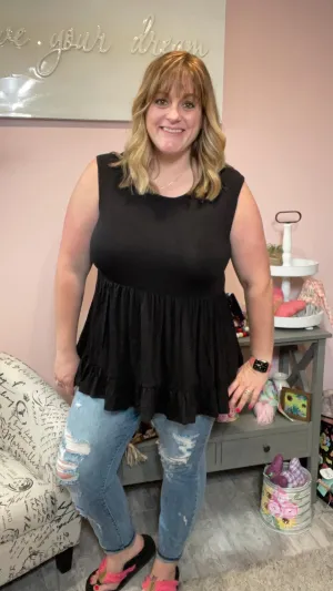 Black Tiered Babydoll Tank