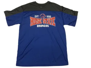 Boise State Broncos Badger Sport Blue Gray SS Crew Performance T-Shirt (L)