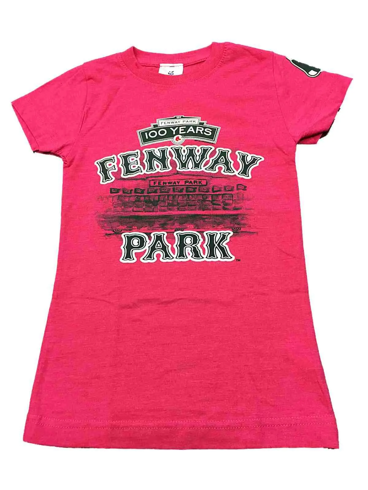 Boston Red Sox SAAG Youth Girls Pink Fenway Park 100 Years T-Shirt