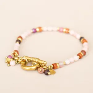 Bracelet Pink Opal and Goldstone Gold Plated