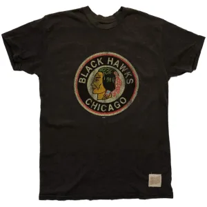 Chicago Blackhawks Retro Brand Charcoal Vintage Retro Logo Soft SS T-Shirt