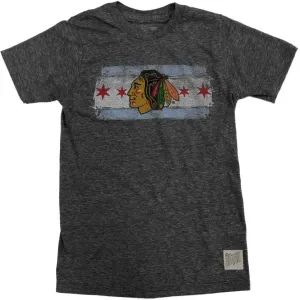 Chicago Blackhawks Retro Brand Light Gray Stars and Stripes SS T-Shirt