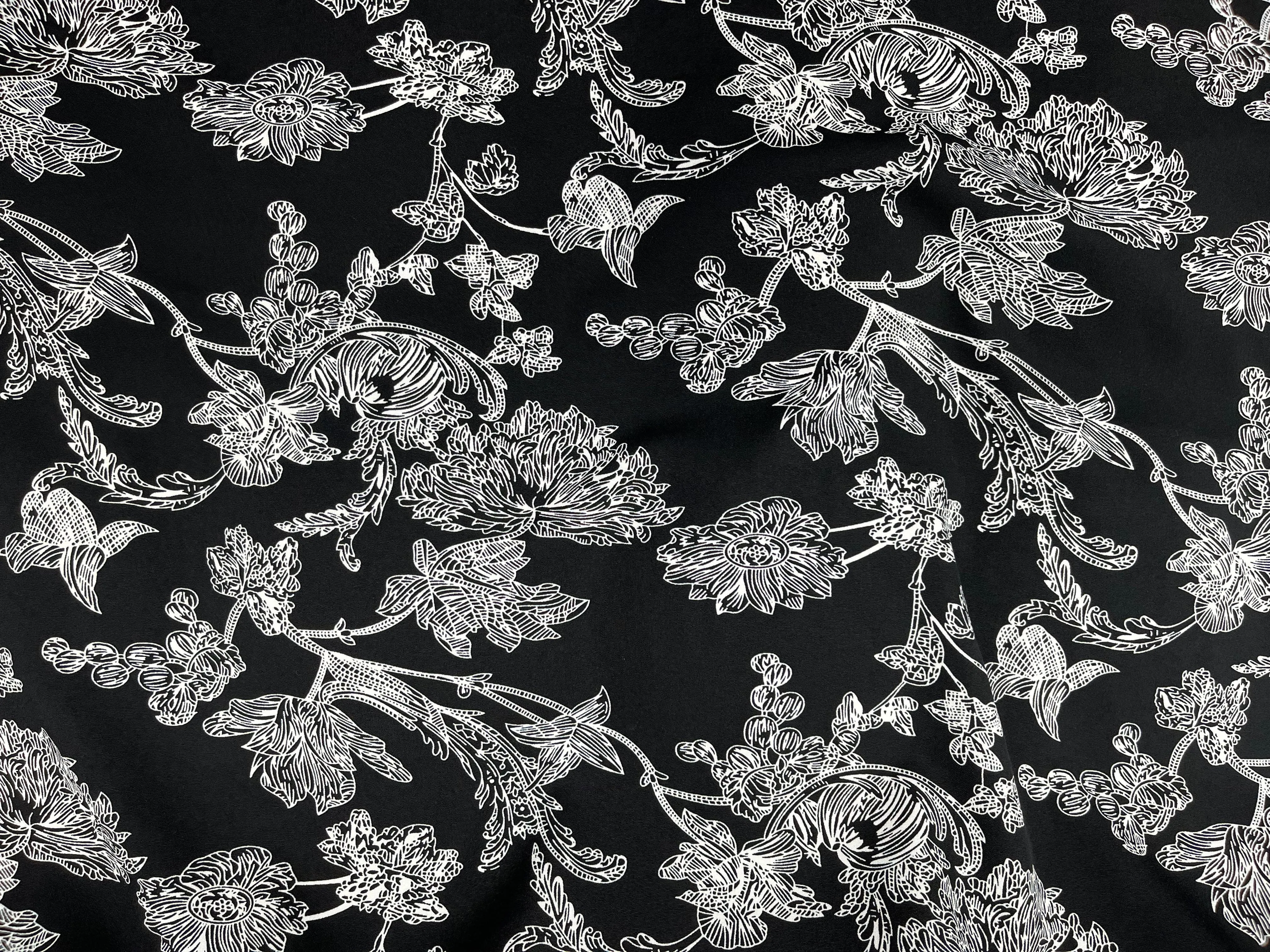 Chinese Garden - Printed Crepe Fabric