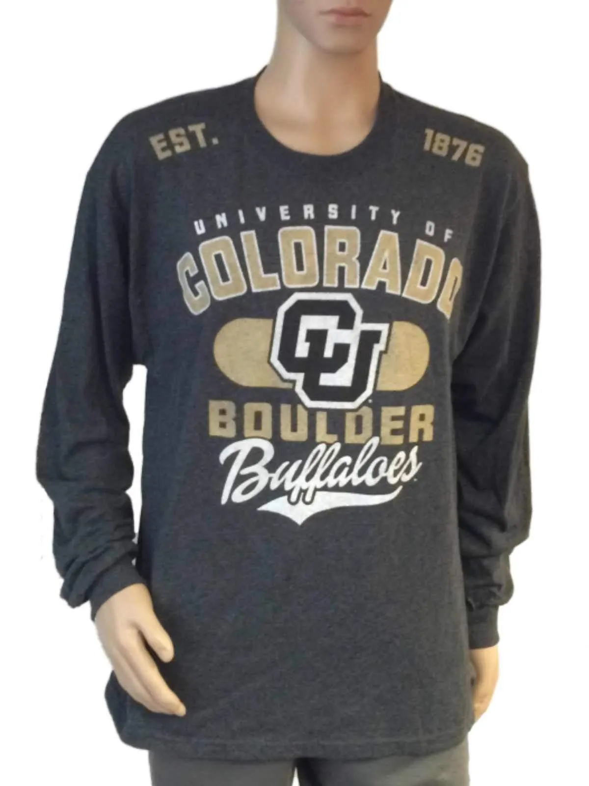 Colorado Buffaloes Boulder Charcoal Gray Long Sleeve Crew Neck T-Shirt (L)