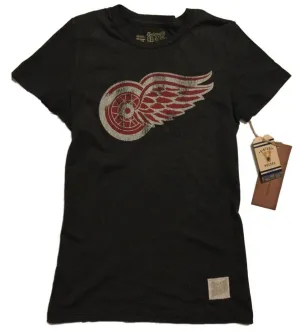 Detroit Red Wings Retro Brand WOMEN Gray Vintage Cotton Short Sleeve T-Shirt