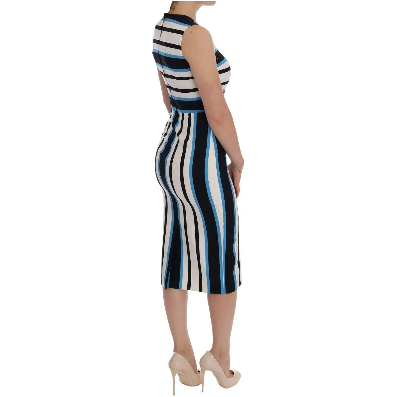 Dolce & Gabbana Chic Striped Silk Sheath Dress