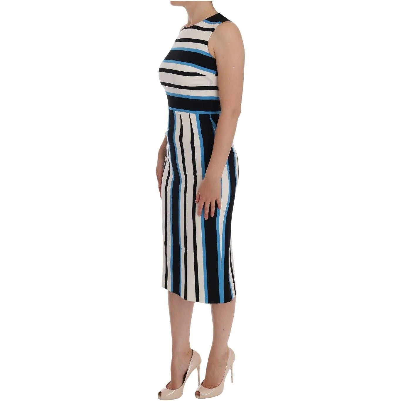 Dolce & Gabbana Chic Striped Silk Sheath Dress