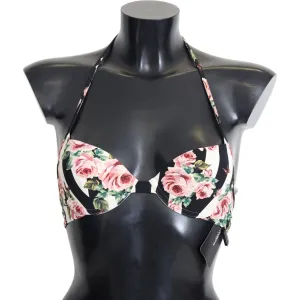 Dolce & Gabbana Elegant Rose Print Bikini Top