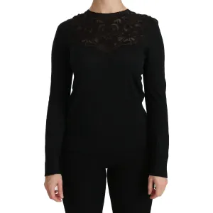 Dolce & Gabbana Elegant Silk-Blend Black Lace Blouse