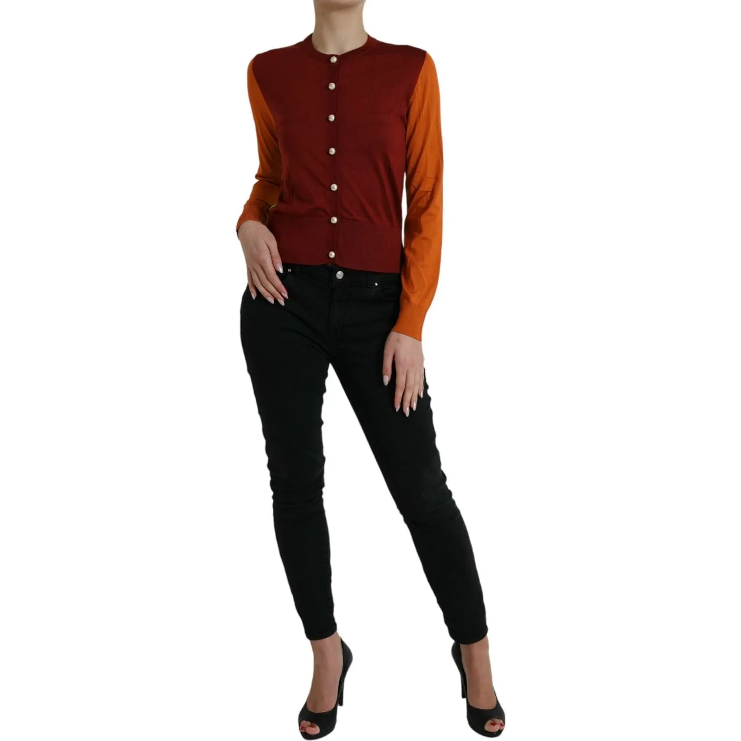 Dolce & Gabbana Elegant Silk Cardigan Sweater in Vibrant Tones