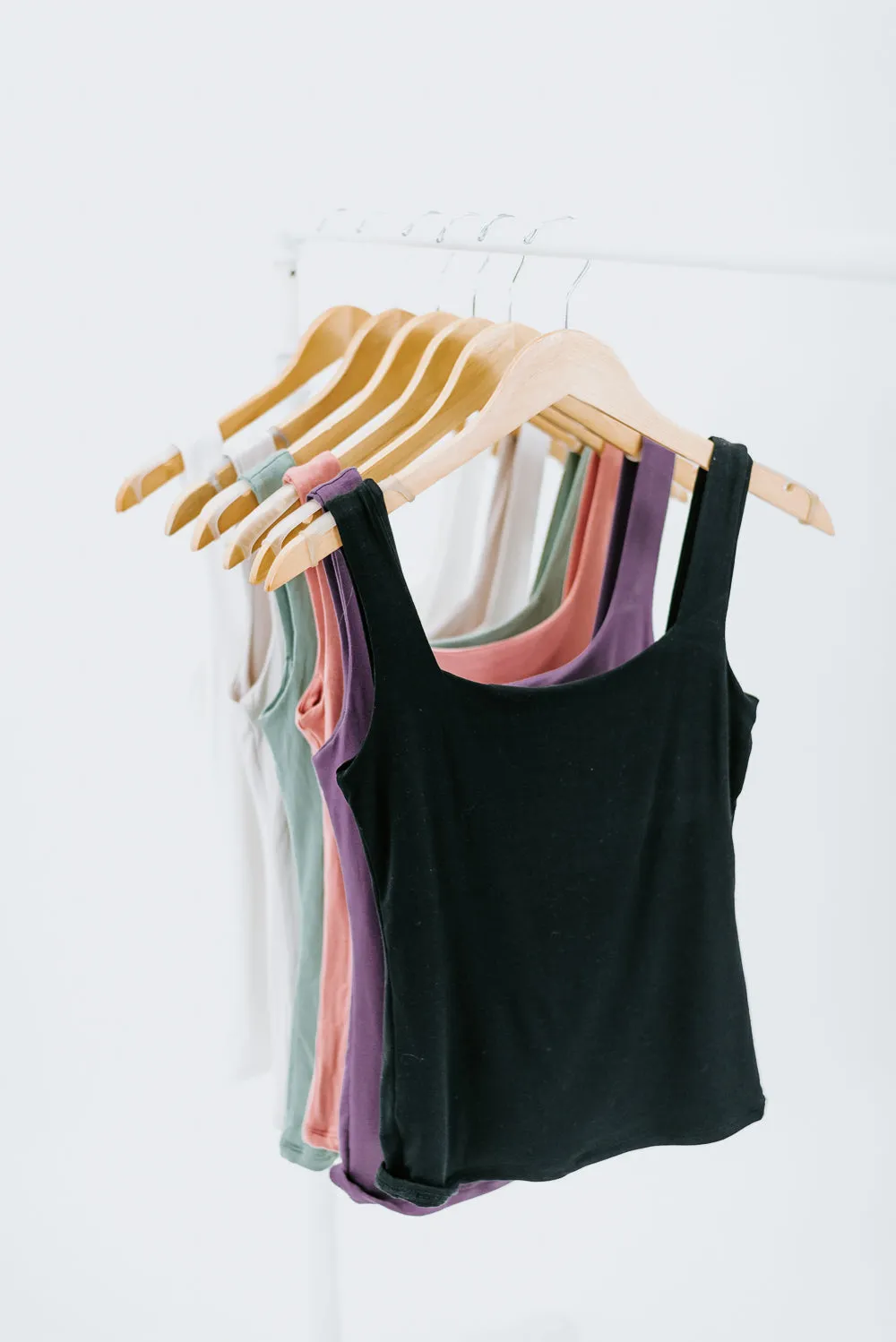 Double Layered Reg Length Tank, Black