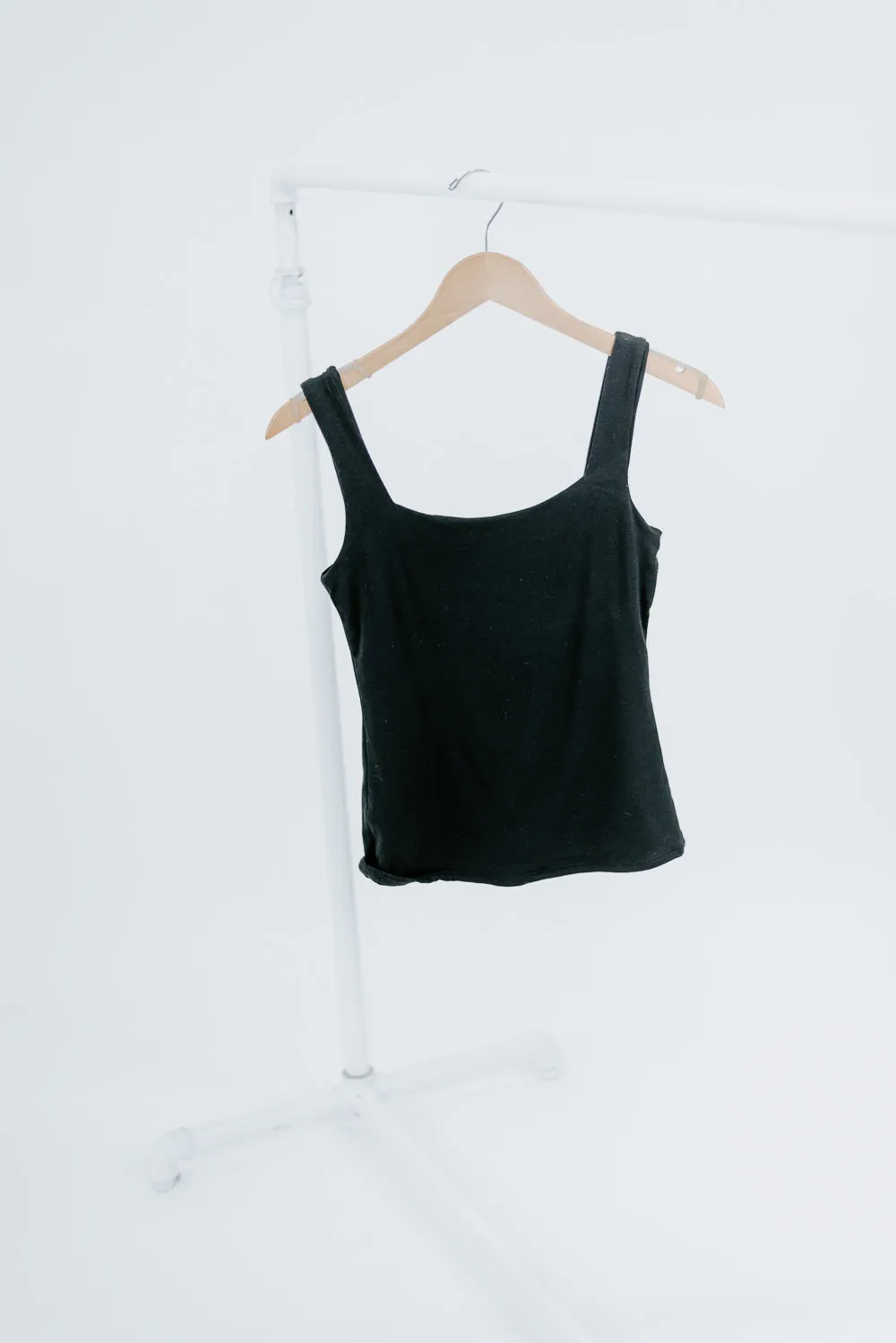 Double Layered Reg Length Tank, Black