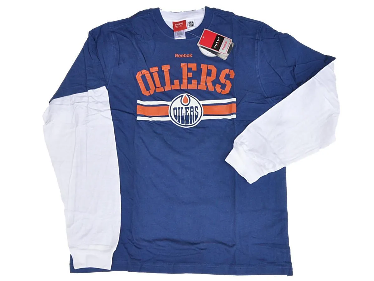 Edmonton Oilers Reebok Blue and White 2 Pack of Long/Short Sleeve T-Shirts (L)