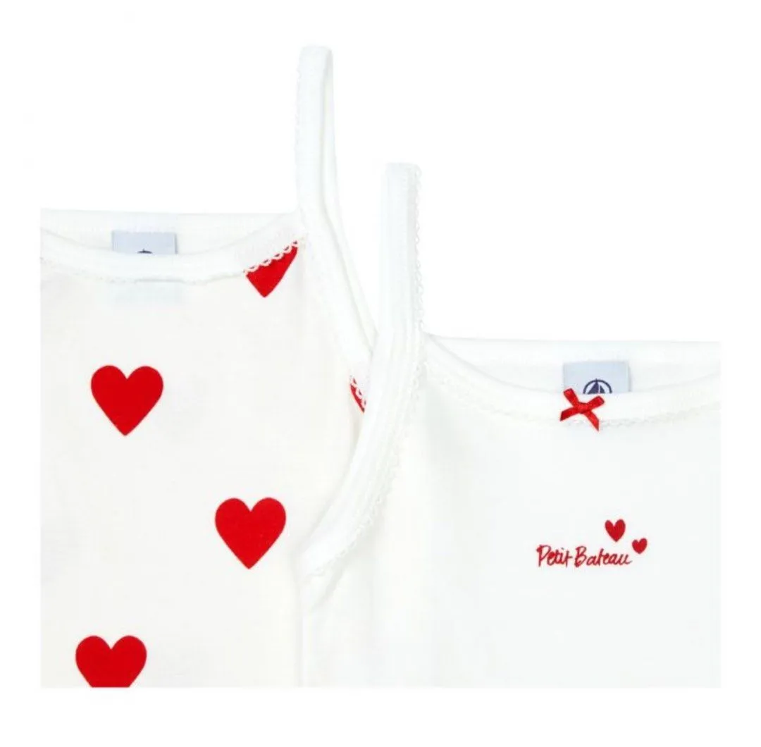 Heart Print Sleeveless Baby Undershirts 3 Pack