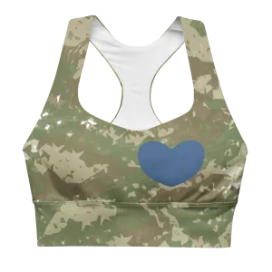 I Love You Greece Camo Longline sports bra