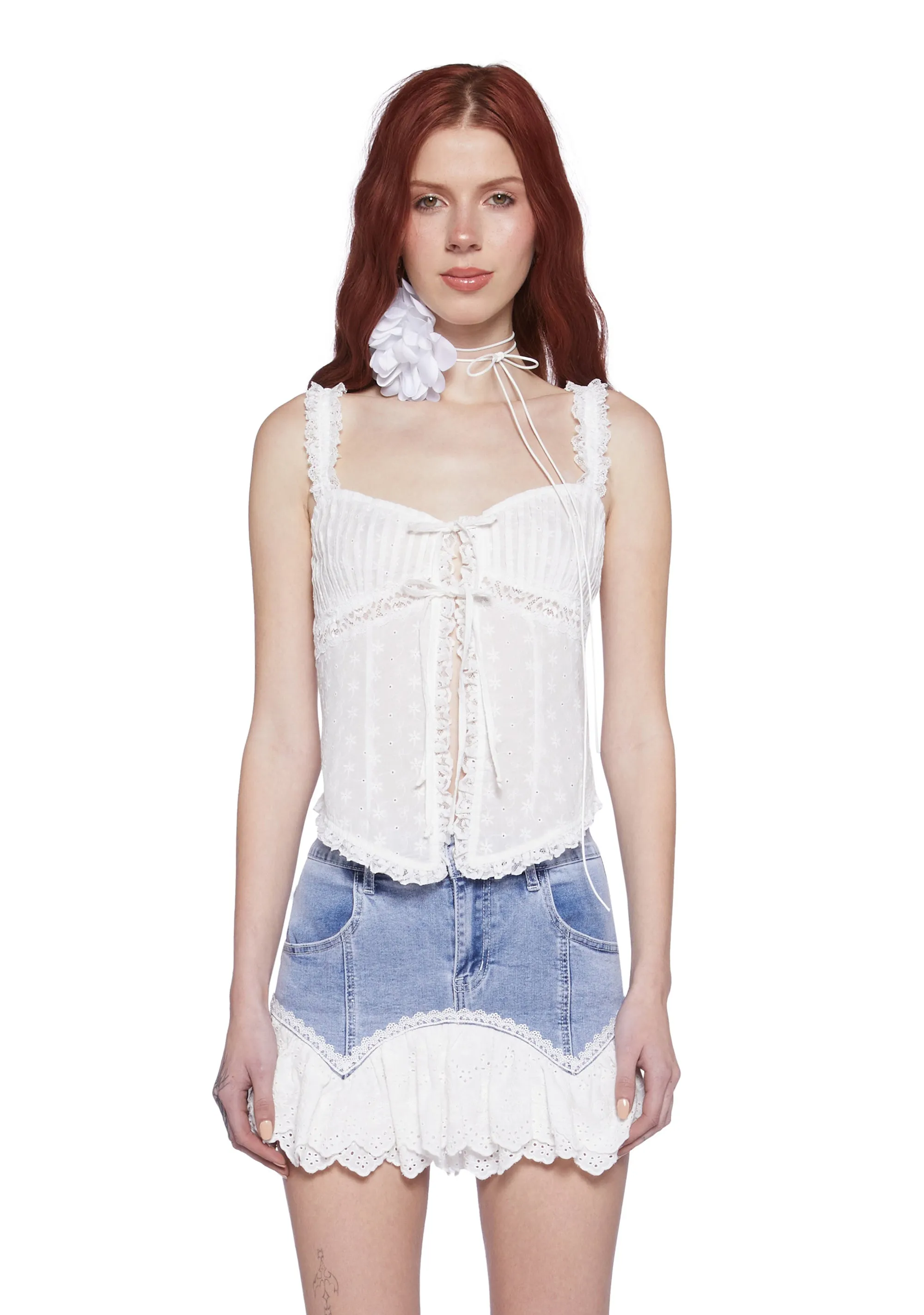 Idyllic Scene Lace Tank Top