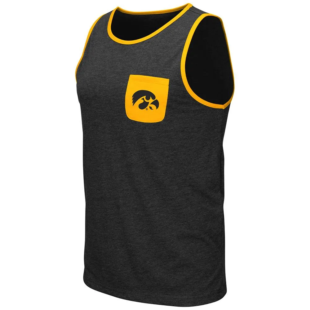 Iowa Hawkeyes Colosseum Black Pocketed Lightweight Sleeveless Tank Top