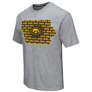 Iowa Hawkeyes Colosseum Gray State Outline Short Sleeve Cotton T-Shirt