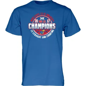 Kansas Jayhawks 13 Straight & Counting Big 12 Basketball Champions Blue T-Shirt