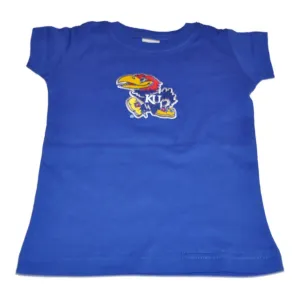 Kansas Jayhawks Two Feet Ahead Toddler Girls Blue Long Length Cotton T-Shirt