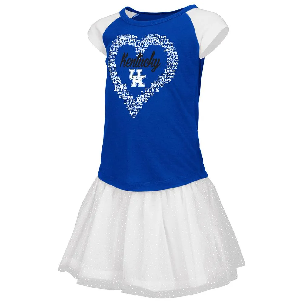 Kentucky Wildcats Colosseum TODDLER Girls Blue Heart T-Shirt & Tutu Outfit Set