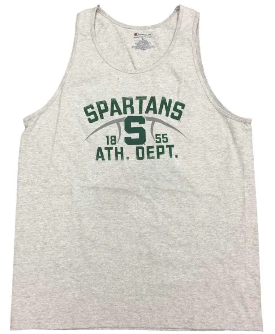 Michigan State Spartans Champion Gray Green Basketball Logo Tank Top T-Shirt (L)