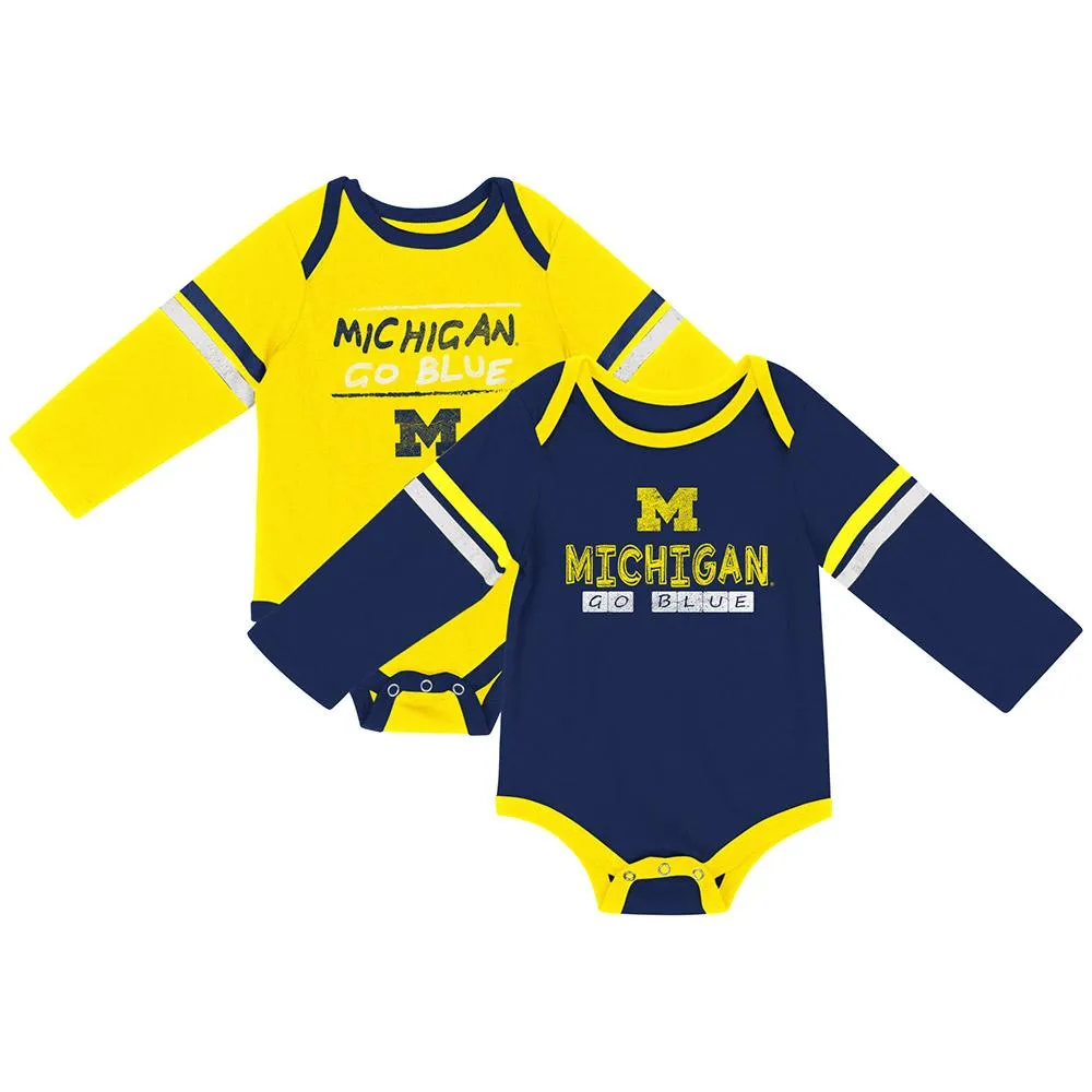 Michigan Wolverines Colosseum INFANT Boy's LS One Piece Outfit 2 Pack