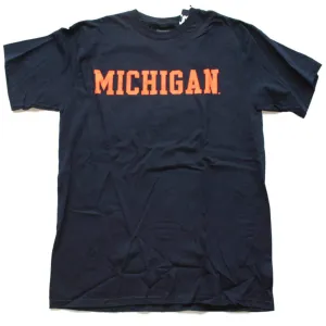 Michigan Wolverines Gear for Sports Navy Orange "Michigan" Cotton T-Shirt (L)