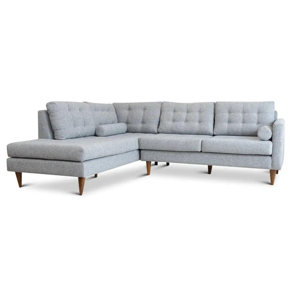 Mid-Century Modern Sectional Sofa in Light Gray - Left or Right Facing Chaise