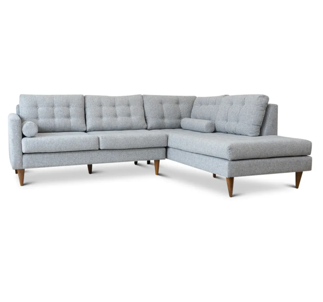 Mid-Century Modern Sectional Sofa in Light Gray - Left or Right Facing Chaise