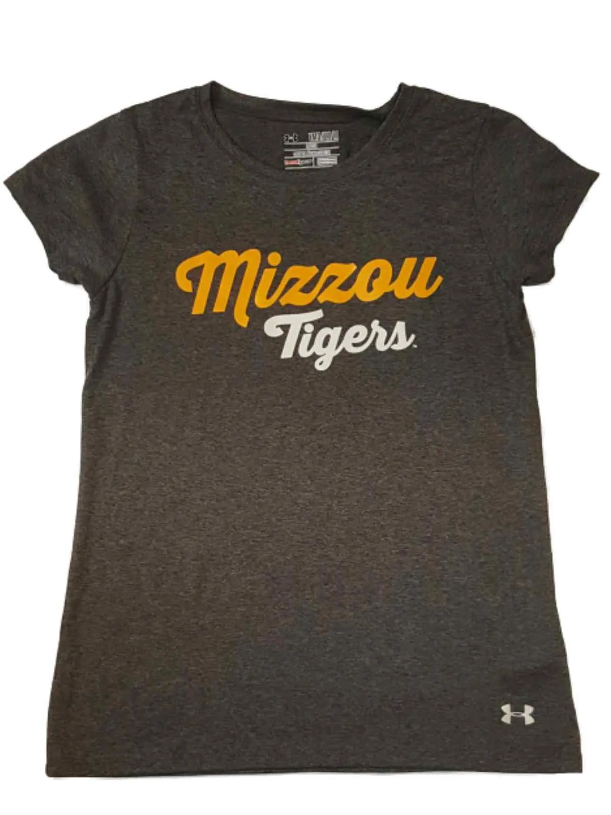 Missouri Tigers Under Armour Heatgear GIRLS Charcoal Gray Loose SS T-Shirt (M)