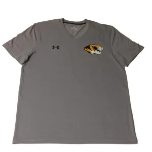 Missouri Tigers Under Armour Loose Heatgear Gray Short Sleeve V-Neck T-Shirt (L)