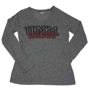 New Mexico Lobos GFS WOMENS Dark Gray Long Sleeve V-Neck T-Shirt (M)