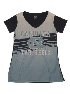 North Carolina Tar Heels CS WOMENS Blue SS Burnout Style V-Neck T-Shirt (M)