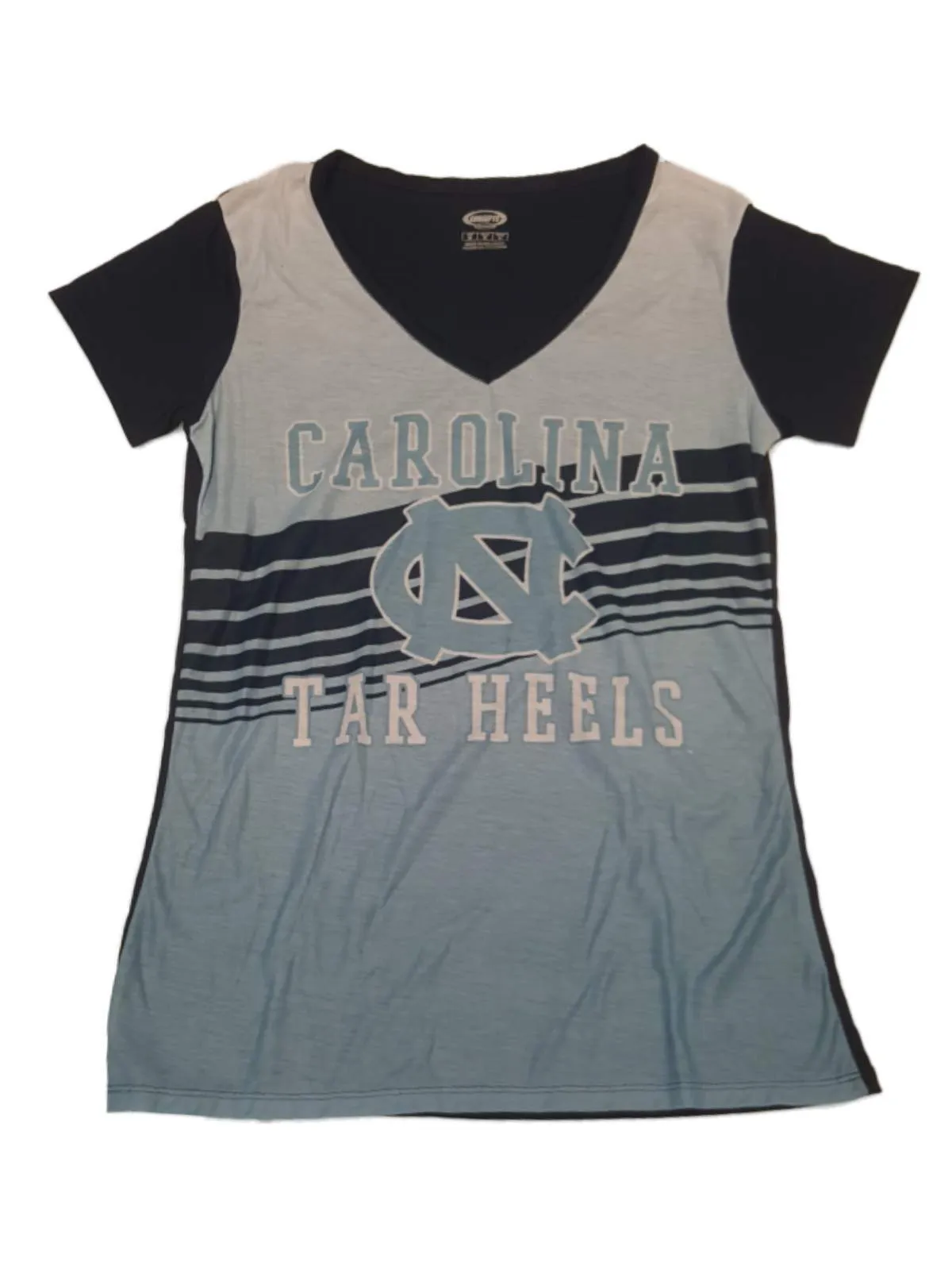 North Carolina Tar Heels CS WOMENS Blue SS Burnout Style V-Neck T-Shirt (M)