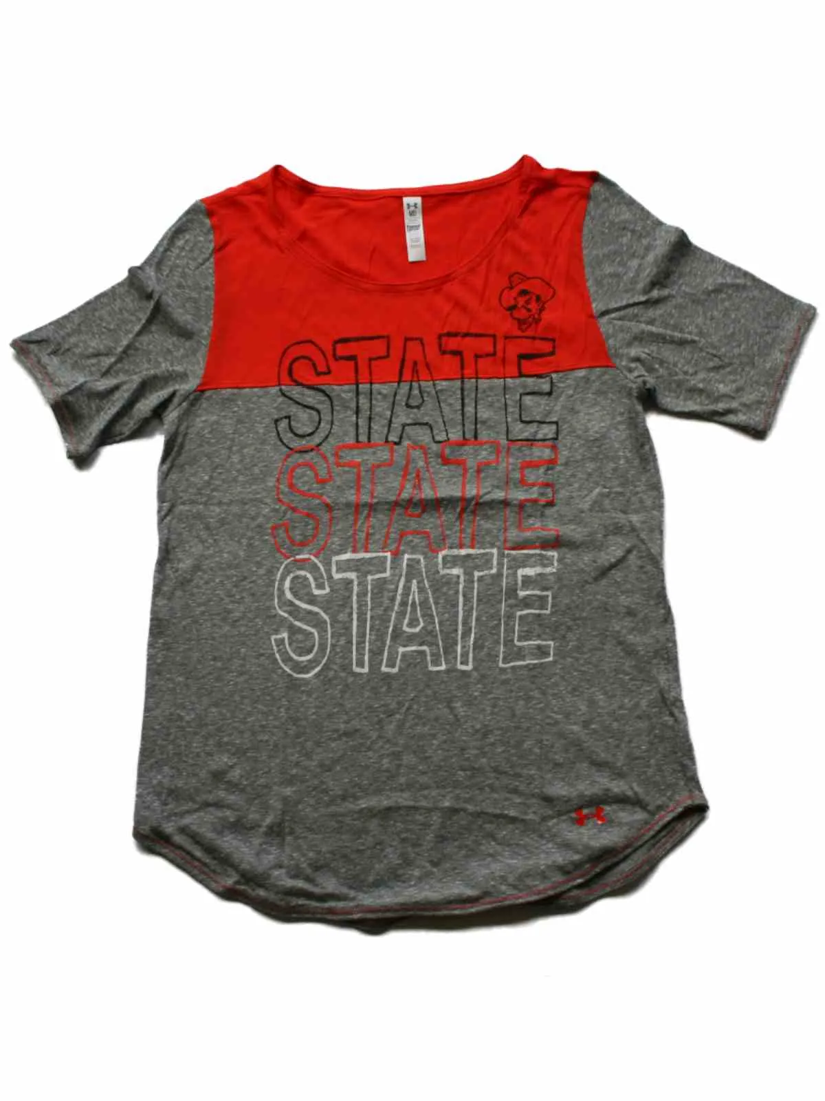 Oklahoma State Cowboys Under Armour Women Gray Orange Tri-Blend T-Shirt (M)