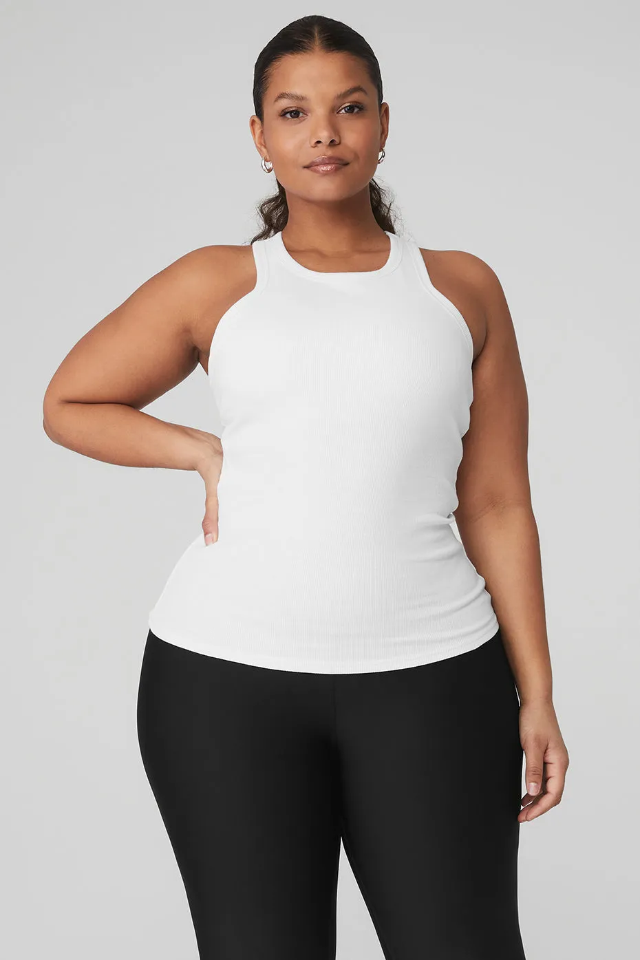 Ribbed Aspire Full Length Tank - White