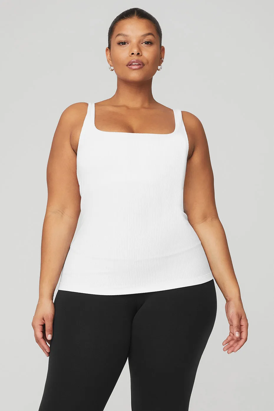 Ribbed Minimalist Tank - White