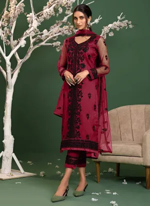 Rosewood Pink Straight Cut Pakistani Style Pant Suit