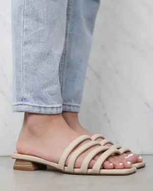 Selena Strappy Square Toe Sandals in Beige