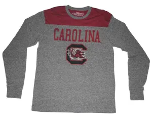 South Carolina Gamecocks Colosseum Gray Maroon Long Sleeve Tri-Blend T-Shirt (L)