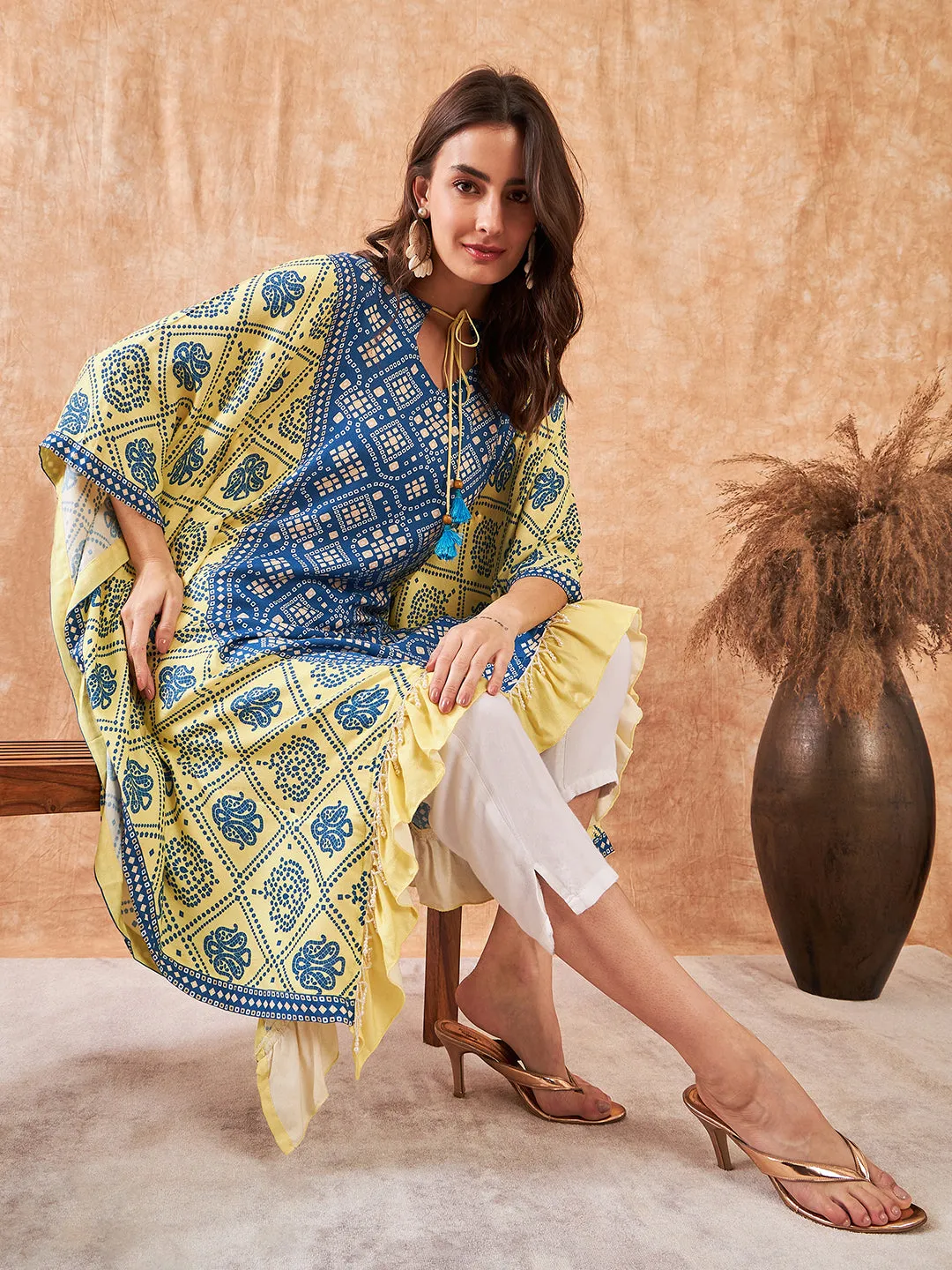 Sunny Sky Blue Bandhini Kurta