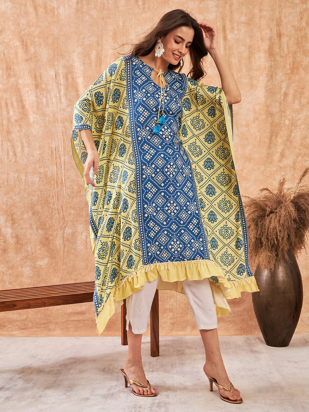 Sunny Sky Blue Bandhini Kurta